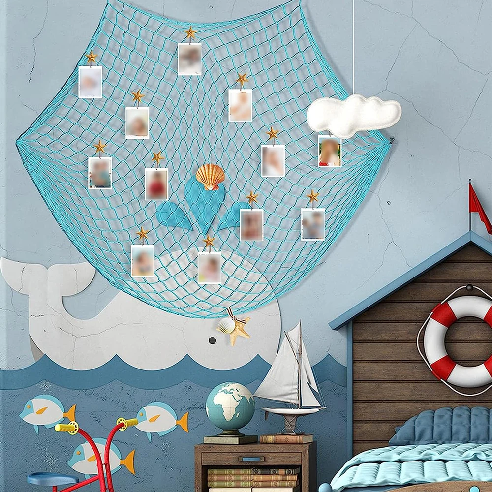 Fishing Net Wall Hangings Decoration 1M*2M for Pirate Party Hawaiian Party Nautical Themed Cotton Fish Ney\t Home Decor