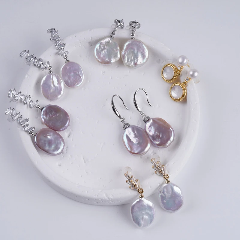 Irregular , Freshwater Stud , Women'S Square Baroque Pearl Earrings