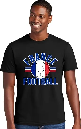 Frankreich Fußball Französisches Fußball-T-Shirt aus Weicher Baumwolle Y2k Fußball-Spieltag Grafik-Bekleidung Frankreich-Team Fans Personalisiertes Trikot-Shirt – Detail 15