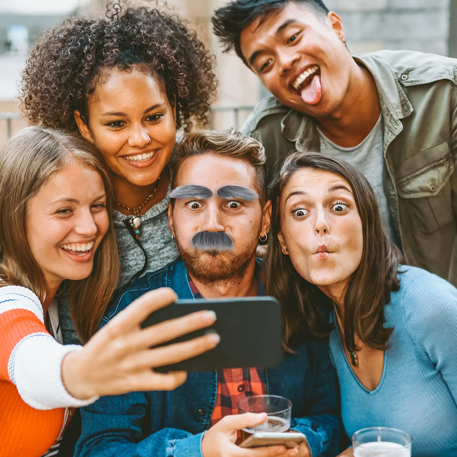 

12Sets Lifelike Fake Mustache and Eyebrows Set Stick-on Moustaches for Cosplay Theatrical Performance Festival Decor