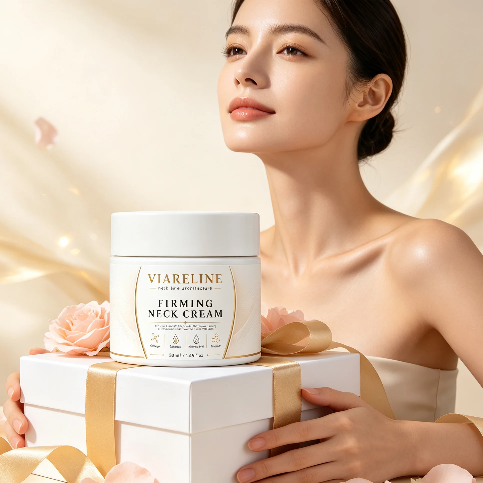 Peptide Neck Cream - Multi-Peptid-Halsstraffungscreme Anti-Aging Falten-Feuchtigkeitscreme Glättet Halsfältchen Erhöht