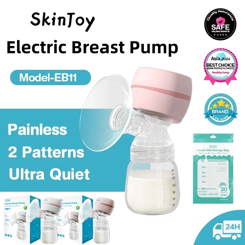 

Портативный ручной электрический молокоотсос с 3 режимами, 9 уровней - набор для грудного вскармливания младенцев, в комплект входит 30 пакетов для хранения молока