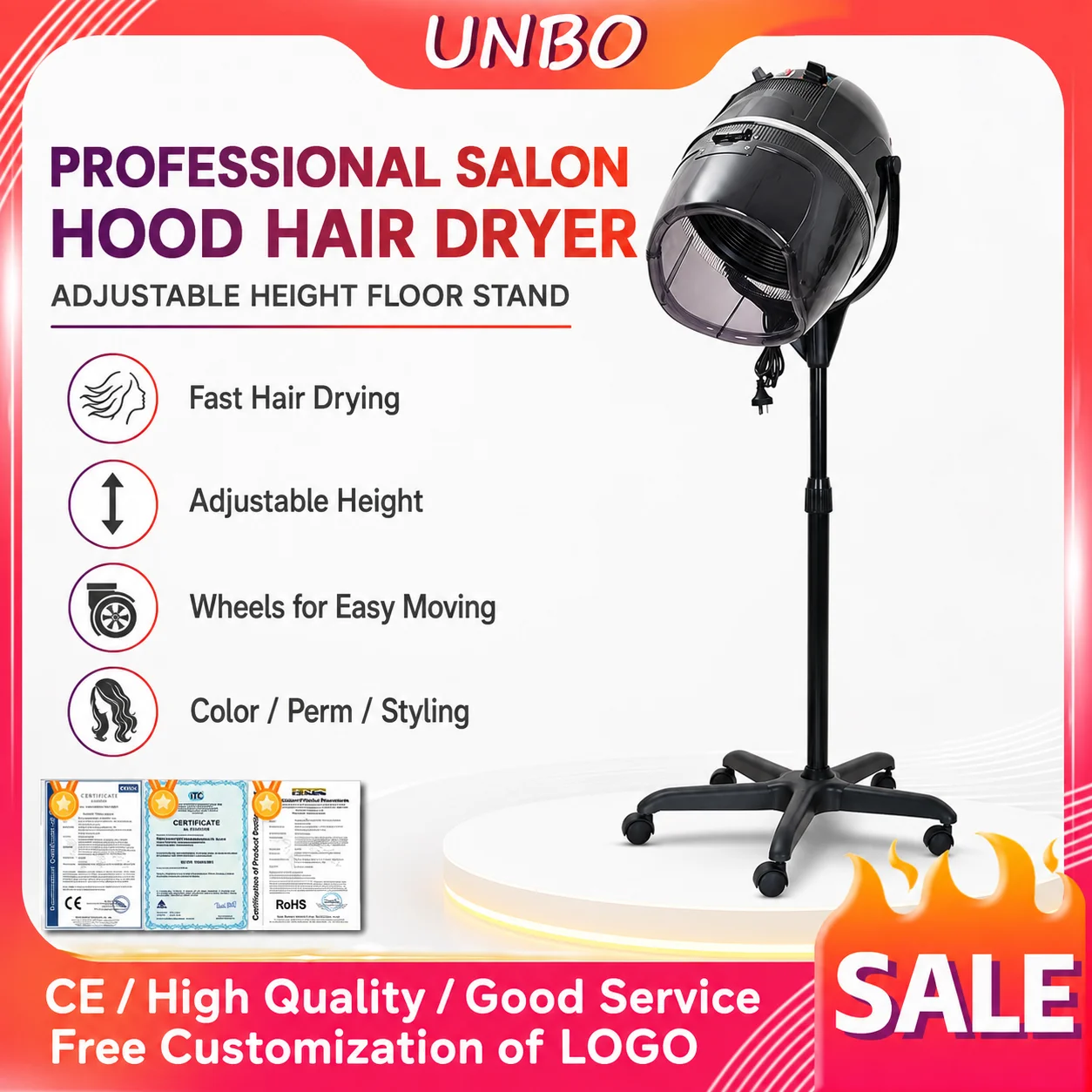 Hair Salon Hood Dryer Professional - Профессиональный напольный фен-стойка для салона с