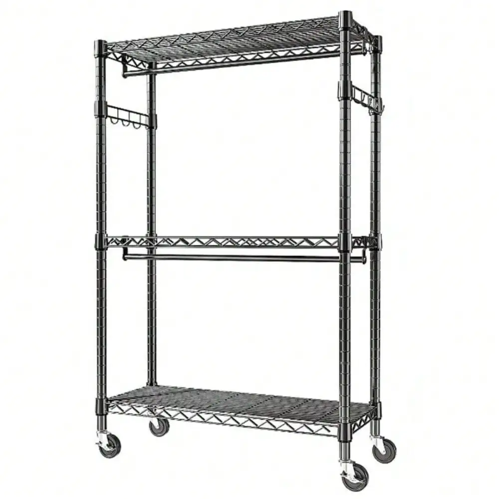 

Heavy Duty Garment Rack Clothes Rolling Hanging Clothing Organizer 18"x 47"x 84"