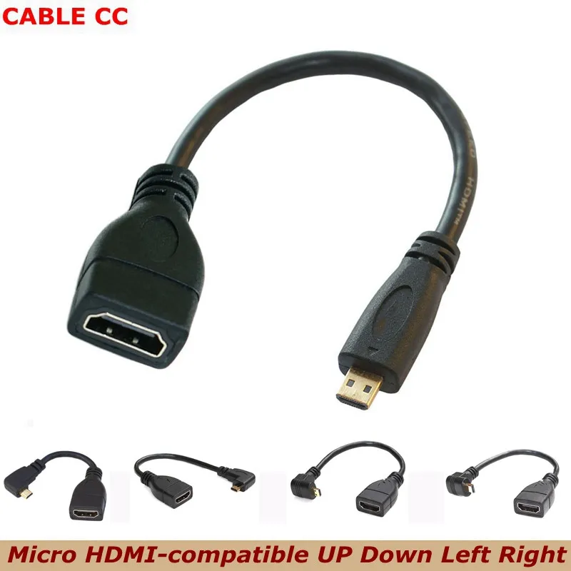 15cm 90 Degree Right Angle Micro HDMI-compatible Male to Female HDMI-compatible HD Cable for Digital Camera Monitor TV