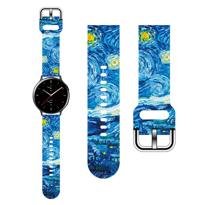 20mm 22mm Van Gogh Printed Strap for Samsung Galaxy Watch 6/5/4 40mm 44mm 4Classice 42mm 46mm Sport Band Replaceable Bracelet