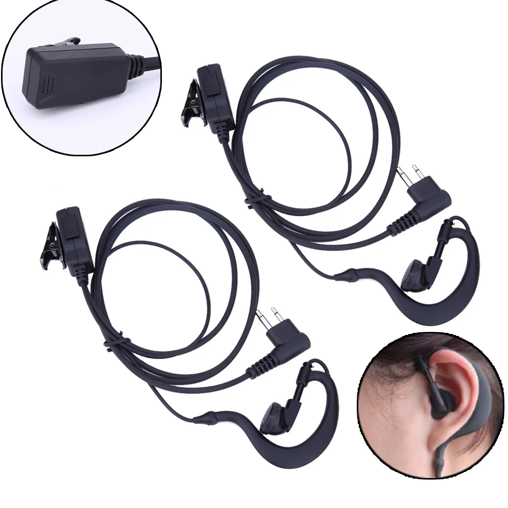2Pcs Walkie Talkie Earpiece Headset Mic PTT 2-Pin Earphone Walkie Talkie Headset Privacy Accessories for Motorola CB Radio