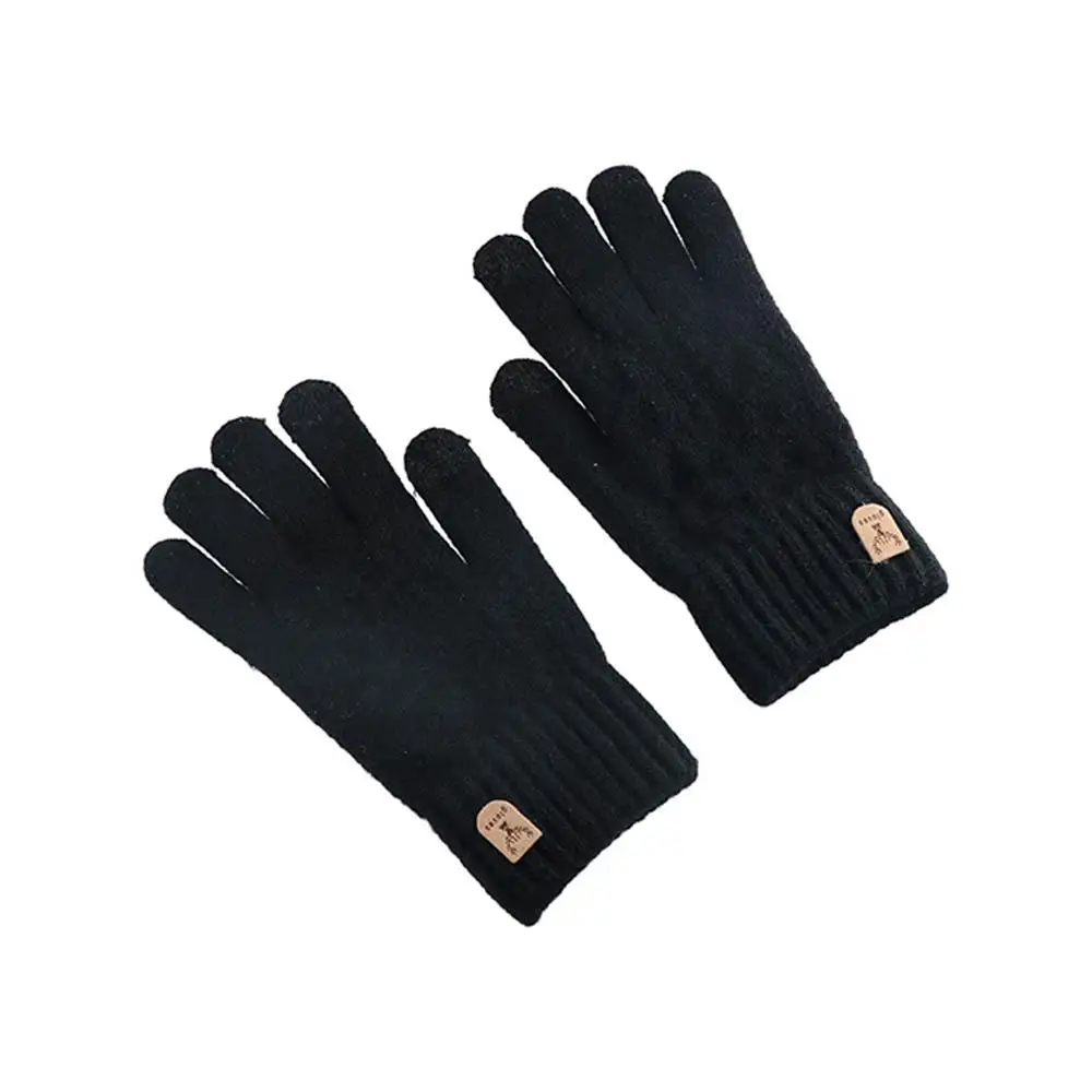 Nonslip Wool Men Knitted Gloves Touchscreen Thickened Knitted Woolen Gloves Mittens Nonslip Full Finger Gloves Winter
