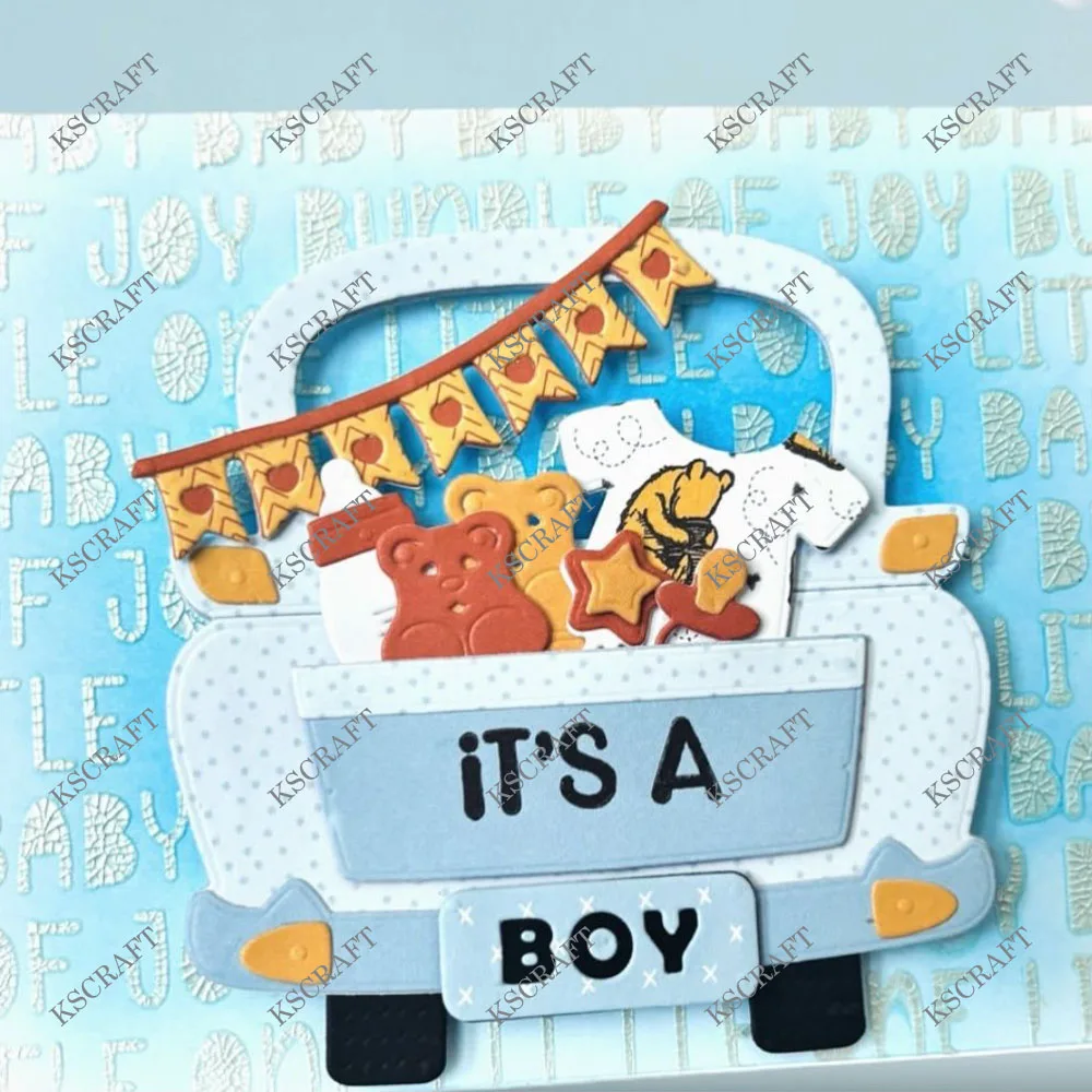 KSCRAFT Truck Baby Add On Metal Cutting Dies Stencils for DIY Scrapbooking Decorative Embossing DIY Paper Cards