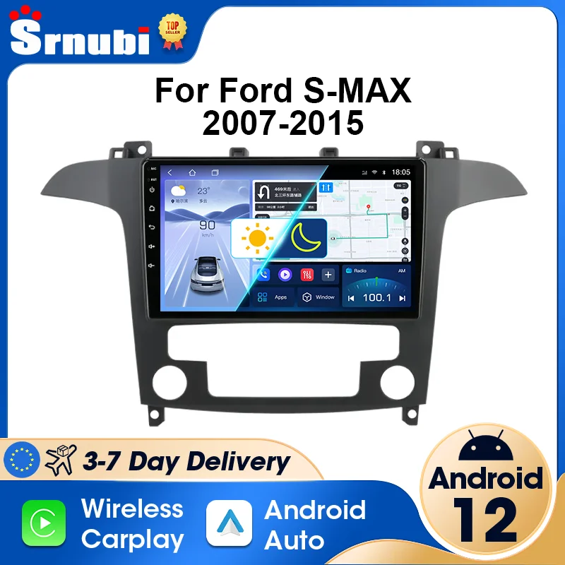 Android 12 Wireless Carplay Car Radio Audio for Ford S-MAX 2007-2015 Radio Navigation Multimedia Player Stereo 2 Din Head Unit