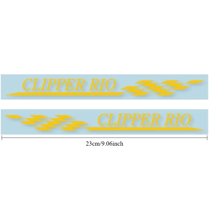 CLIPPER RIO Checkered Flag UV Transfer Sticker Set, Left & Right Pair Racing Check Flag Cut Text Decal, JDM Weatherproof Vinyl