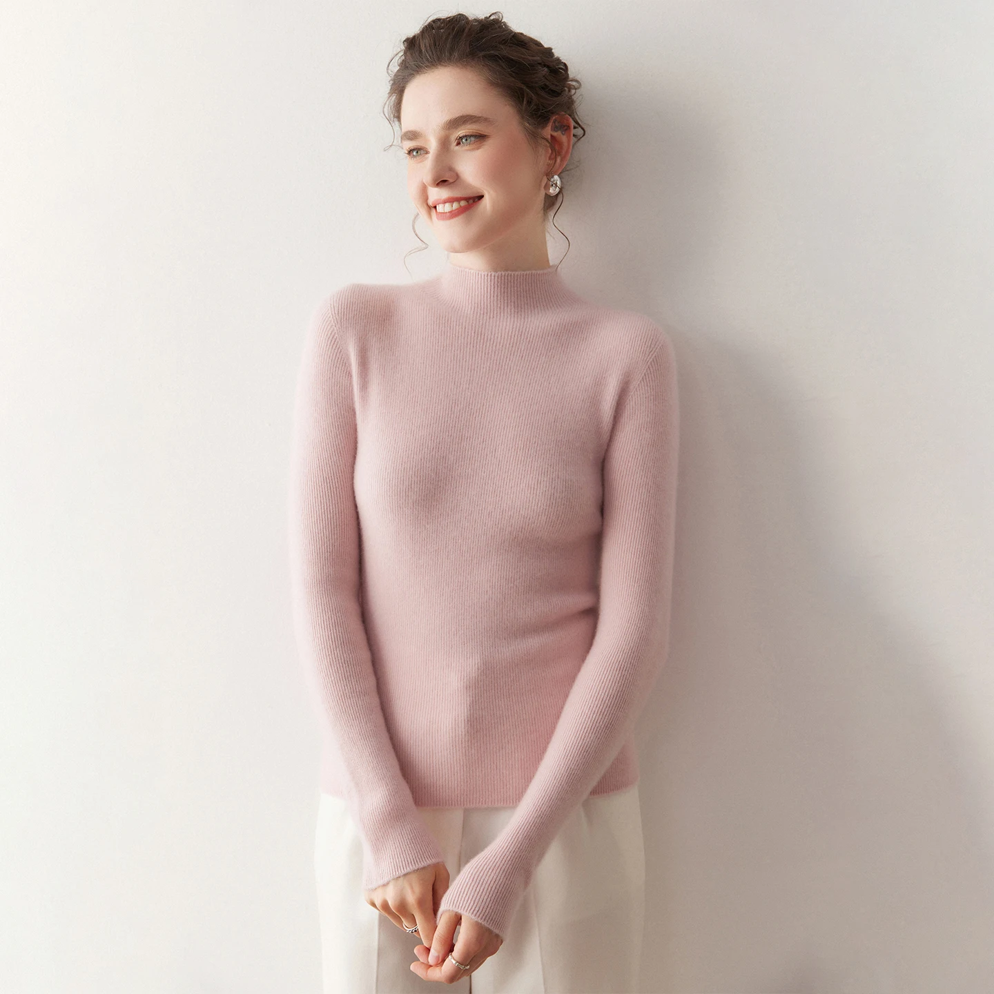 

MEELEX классический осенне-зимний женский свитер из 100% кашемира, новый пуловер с полувысоким воротником, мягкая теплая кашемировая майка для женщин