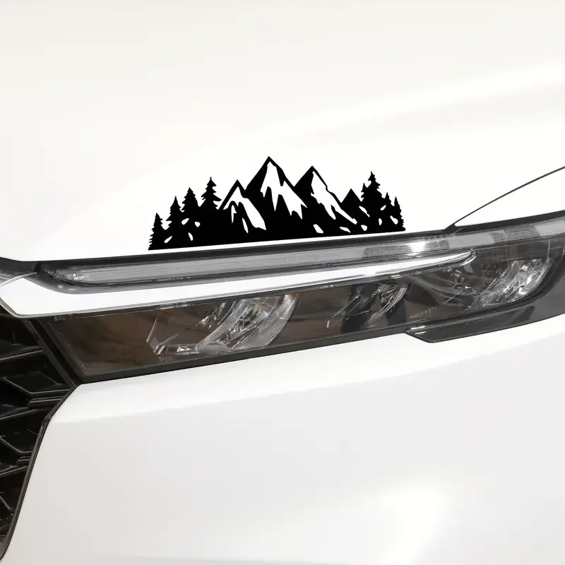 Vibrant Snow Mountain Tree Car Sticker - Waterproof Vinyl Decal for Laptops, Phones, Helmets & More!