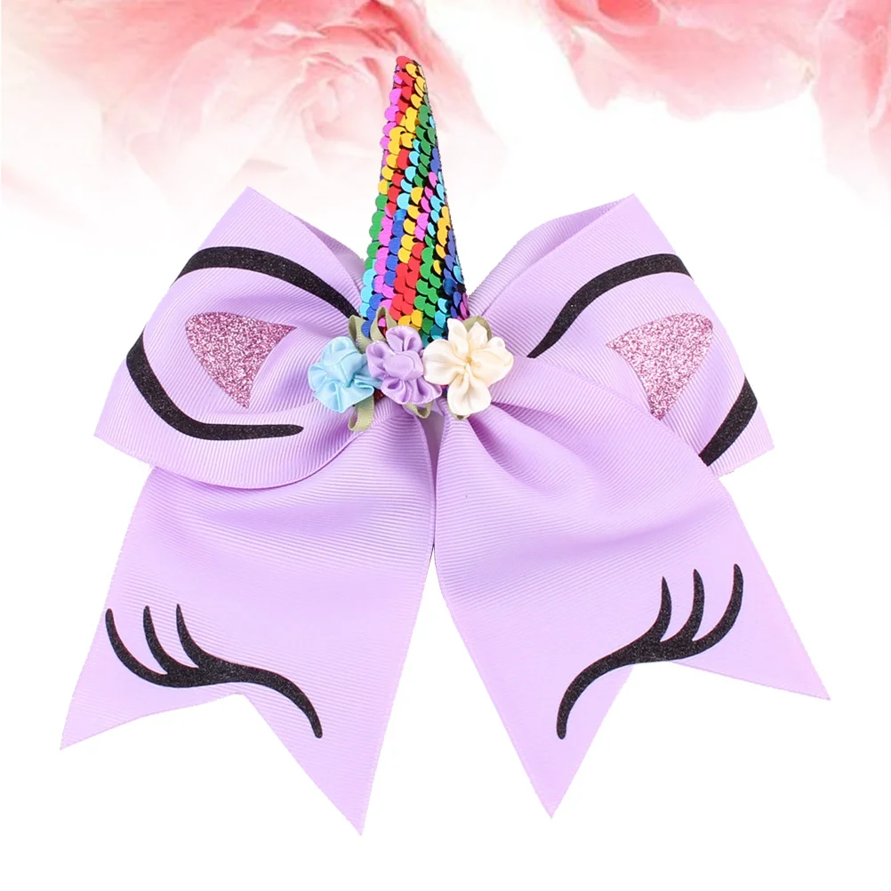 

Baby Girls Hair Accessories Unicorn Clips Purple Bow Tie Hair Rings Fashionable Hairpins for Party Festival Performance Newborn