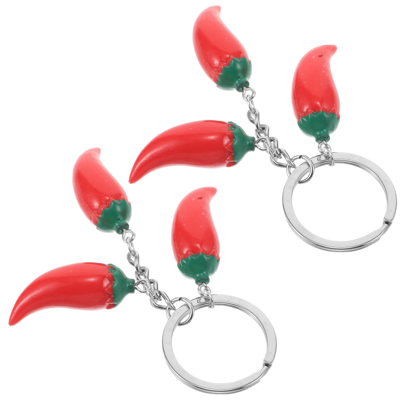 

2pcs Chili Keychain Red Resin Pepper Pendant for Outdoor Camping Backpack Handbag Lightweight Zinc Alloy Vegetable Food