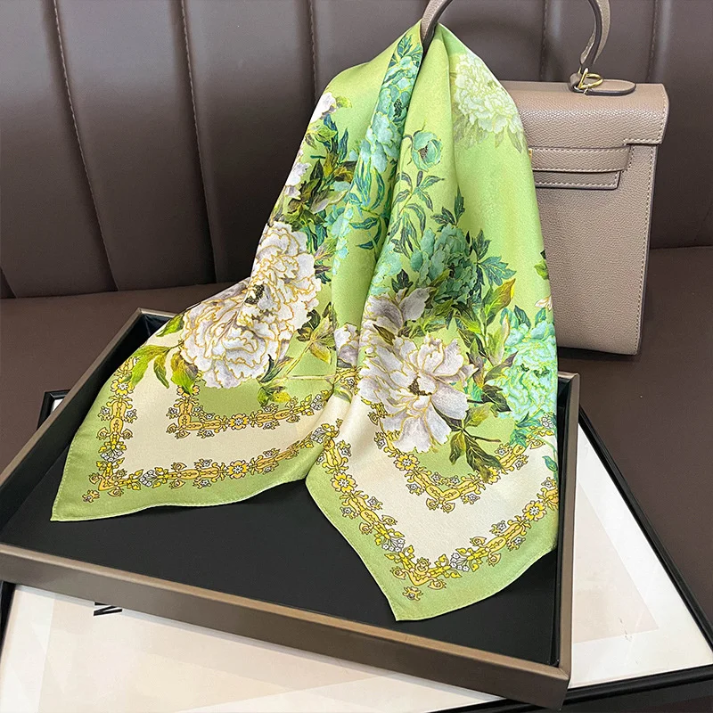 Spring/Summer Soft Satin Printed Scarf New Fashionable Women\'s Silk Ribbon Decorative Scarf Silk Scarves Neck Protection Shawls