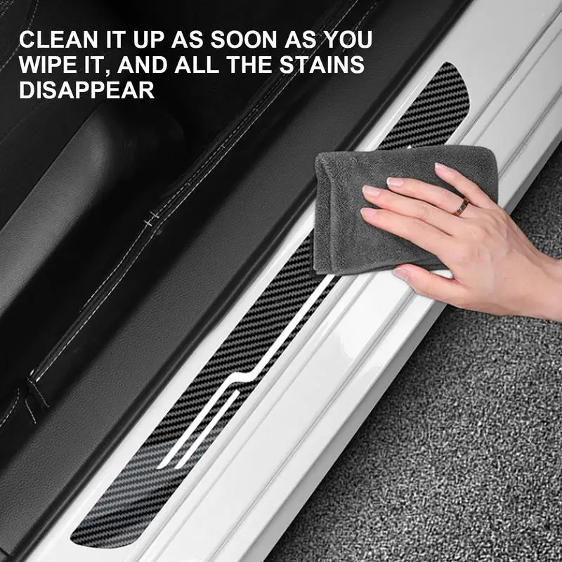 

Door Sill Protectors For Vehicles Compact Door Threshold Strip 4X Carbon Fiber Protective Anti-Scratch Car Stickers For