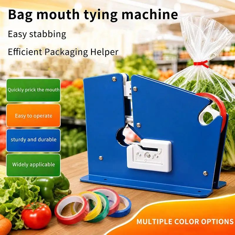 Bag Neck Sealer Tape Dispenser Poly Bag Packaging Sealer Bag Metal Sealer Machine Supermarket Store view 6