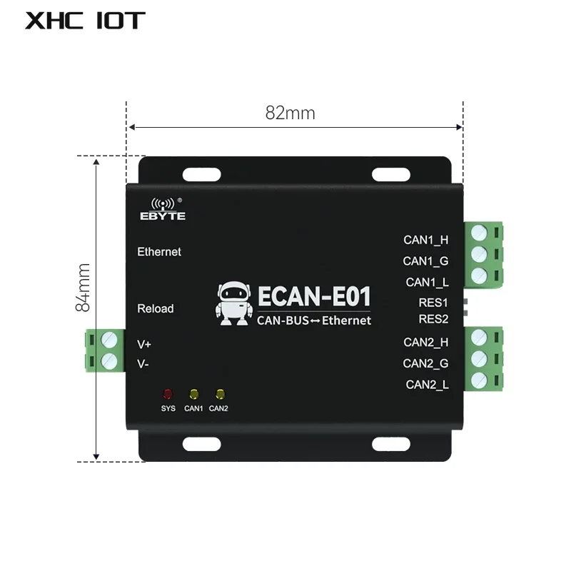 Can to Ethernet Protocol Converter Can2.0 Protocol XHCIOT ECAN-E01S TCP/UDP Can Relay DC 8-28V Converter Dual Channel Isolation