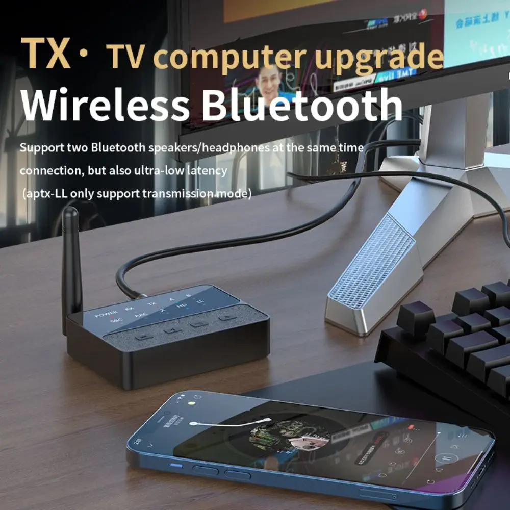TV a 2 auriculares inalámbricos Bluetooth 5,3 transmisor receptor doble enlace USB-C entrada adaptador de Audio inalámbrico AptX baja latencia