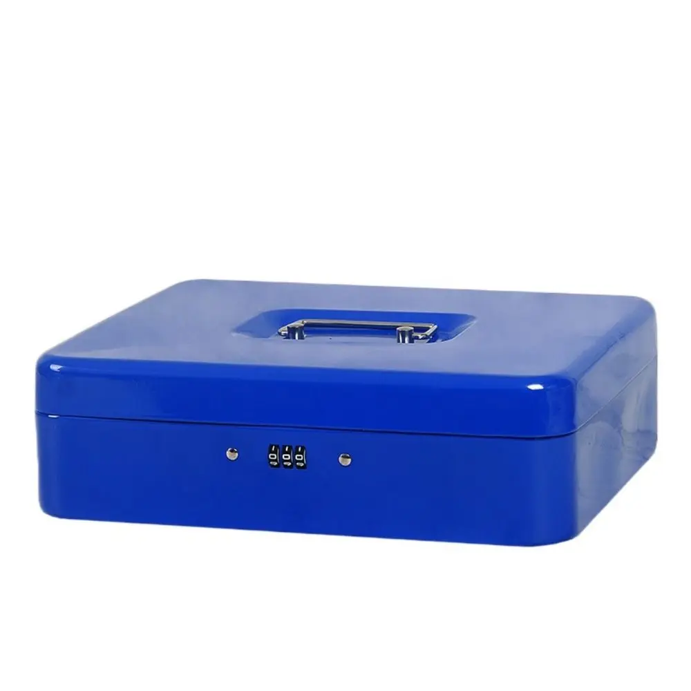 Small/Large Locking Cash Box Safe with Combination Lock Metal Money Box with Tray Cover Key Lock/ Password