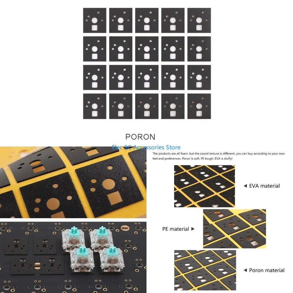 Y51A Mechanical Keyboard Stabilizer Film Gasket Sticker Big for Key Adjustment Switch Pad Paper Switch Film Pack of 120 Piece
