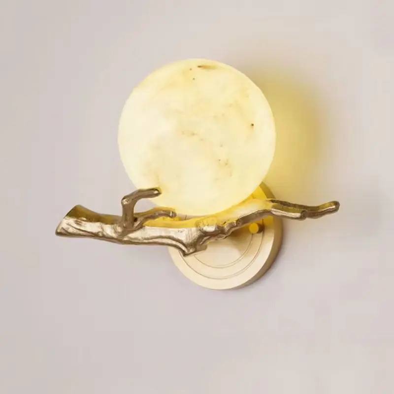 

Creative Brass Branch Marble Ball Led Living Room Dining Room Wall Lamp European Gold Decoration Bedside Hotel Corridor Sconce