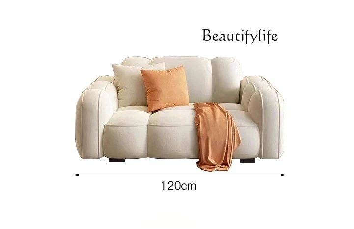 

modern simple straight row fabric sofa French cream wind cat scratching cloth sofa