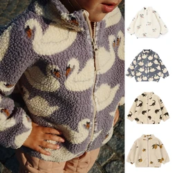 Girls Embroidery Dog Coats 2024 Winter KS Children Cotton Wool Outerwear Baby Clothes Boys Plus Fleece Jacket Kids Clothing