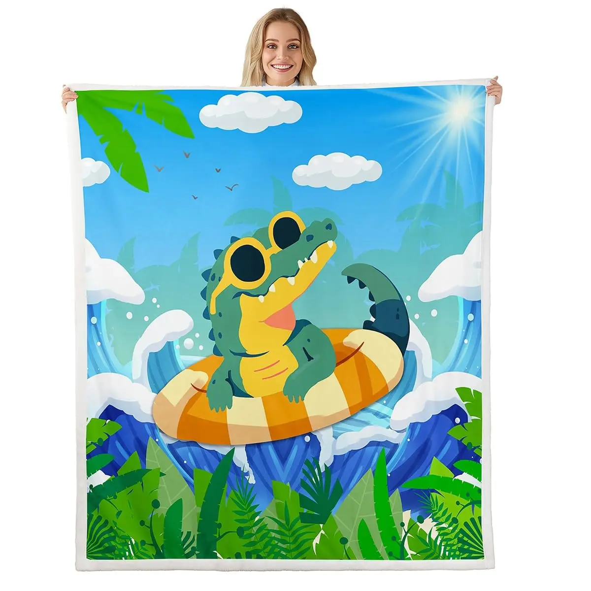 Crocodile Blanket Super Soft Warm Fluffy Fleece Flannel Animal Throw Blanket Cozy Fuzzy Plush Bedding Blanket Gift for Boys Girl