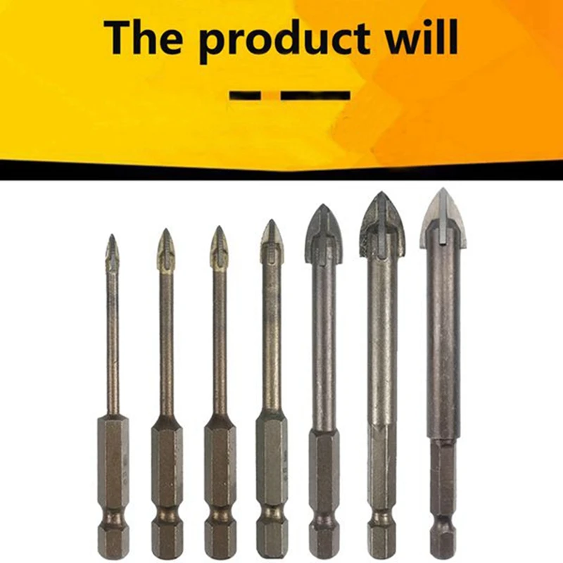 Tile Drill Bit Concrete Cement Drill Bit Multi-Function Punch Hole Opener Four-Edged Triangular Drill Bit Set Carbide