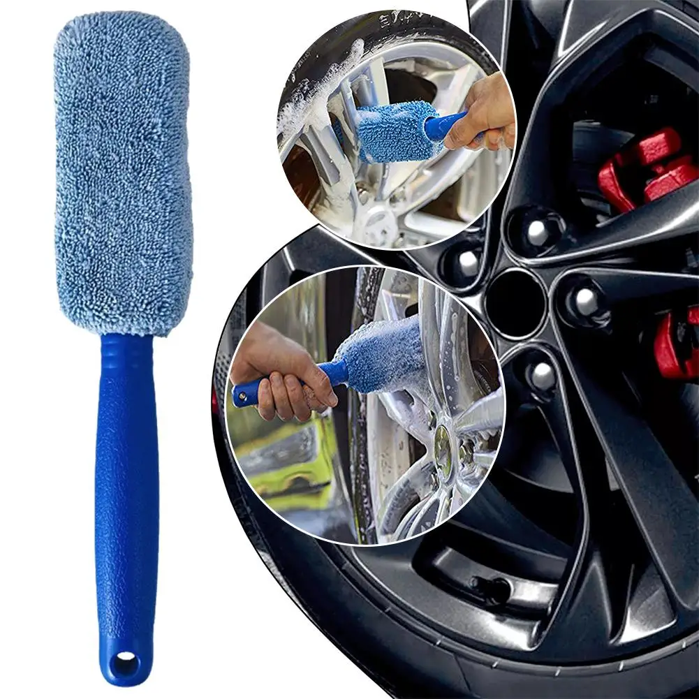 Car Tire Rim Brush Fiber Auto Detail Brush Portable Car Cleaning Auto Detailing High Density Brush For Car Tire Dust Remove U6X6