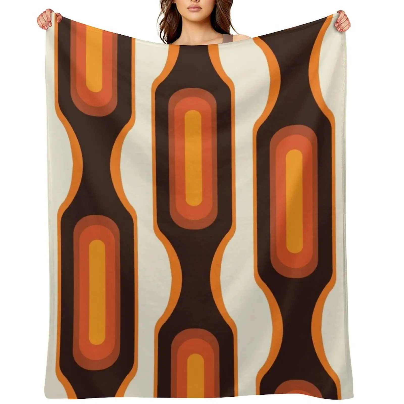 

Capsules Large 1970s Orange Meets Mid Century Modern Throw Blanket Designers Softest Kid'S Single Blankets