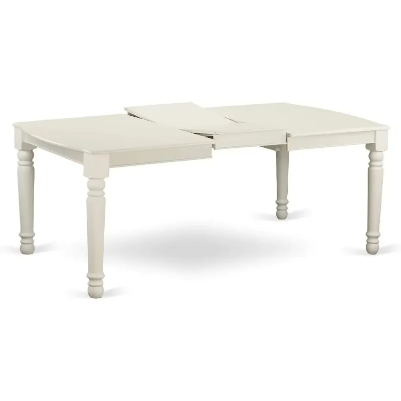 [أفضل بائع! تشتمل مجموعة طاولات الطعام الحديثة المكونة من 9 قطع على طاولة خشبية مستطيلة مع أوراق فراشة و8 بارسونز من قماش الكتان الكريمي