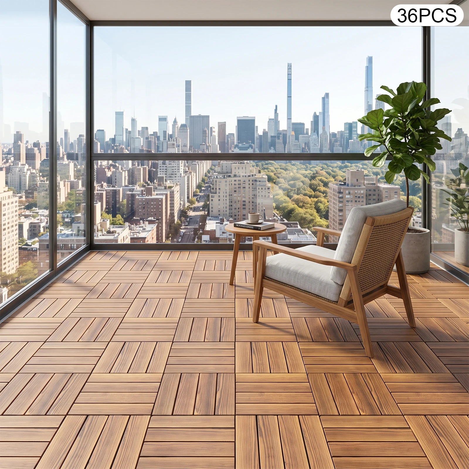 12''x12'' Brown Deck Patio Tile Interlocking Camphor Pine Wood DIY Flooring Pavers Tiles Brown Waterproof For Indoor Outdoor