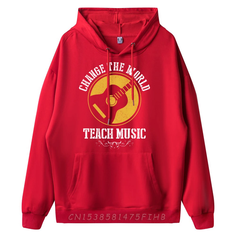 Guitar Teacher Change The World Teach Music Musician Men's Sweatshirts Woman Meme Hoodie Design