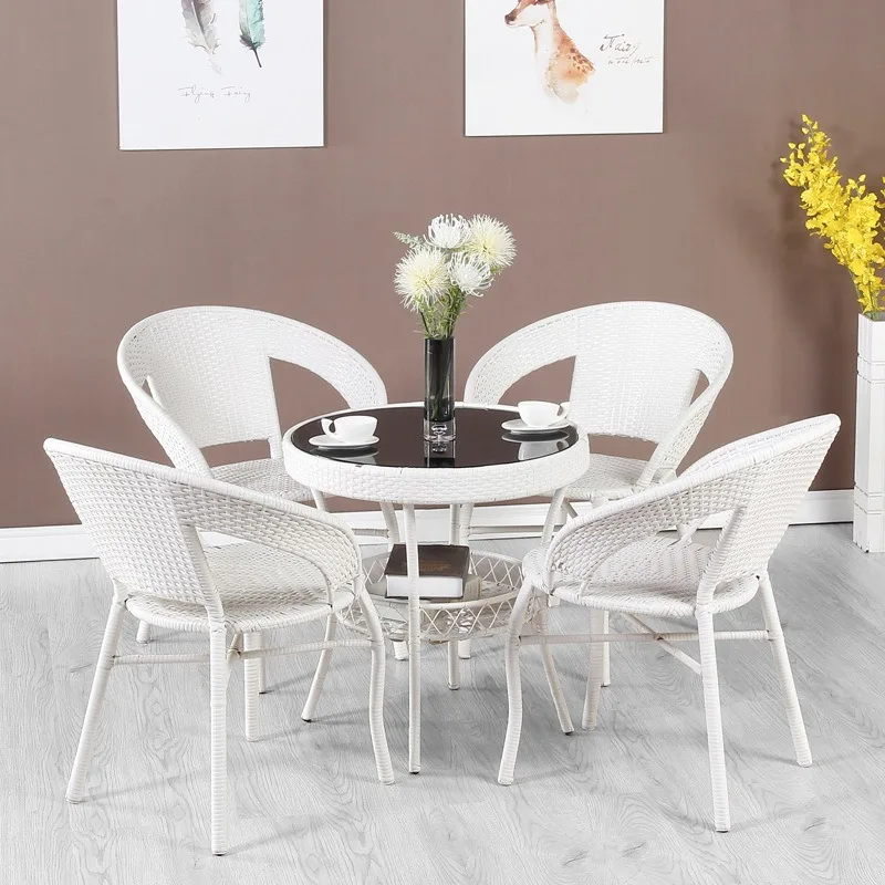 Balcony leisure small table and chairs, rattan chair three-piece set, household rattan table and chair combination