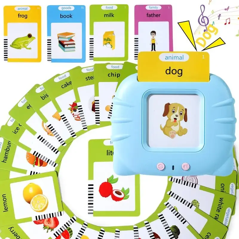 Montessori Learning Machine Early Education Talking Flash Card for Kids Baby Preschool Audio Book English Reading Electronic Toy