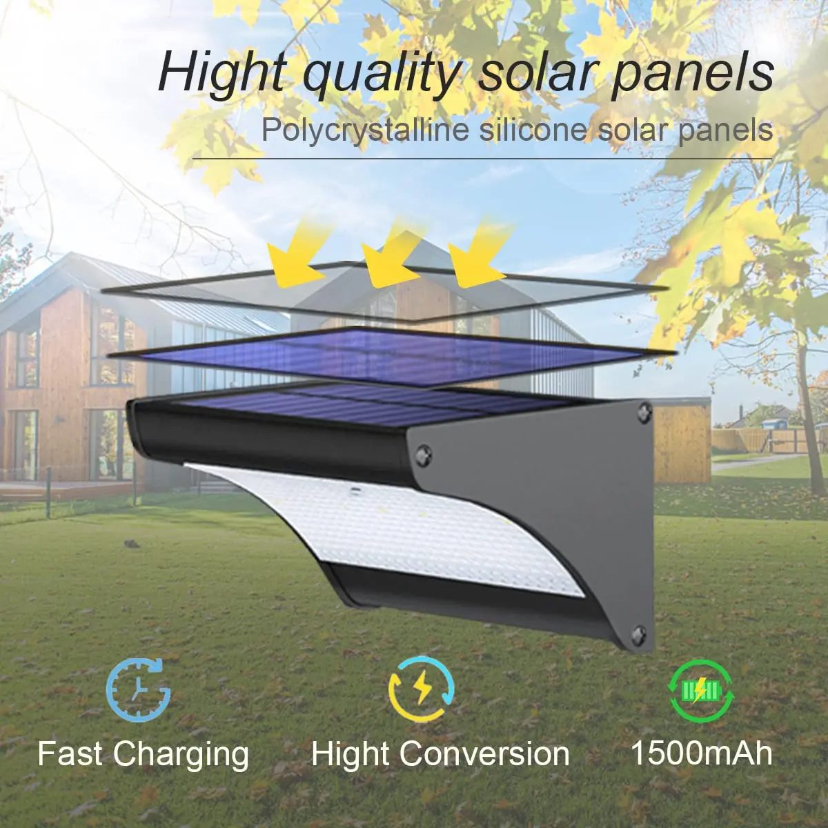 Lámpara Solar para exteriores, Detector de movimiento, proyector de iluminación Led 60/48/24 para jardín, garaje, porche, puerta delantera, luz de