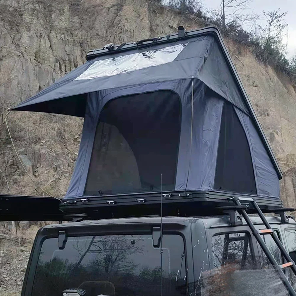 

Hot Sale Modern Aluminum Triangle Outdoor Car Rooftop Hard Shell Roof Tent Quick Automatic Opening 1-2 Person Capacity