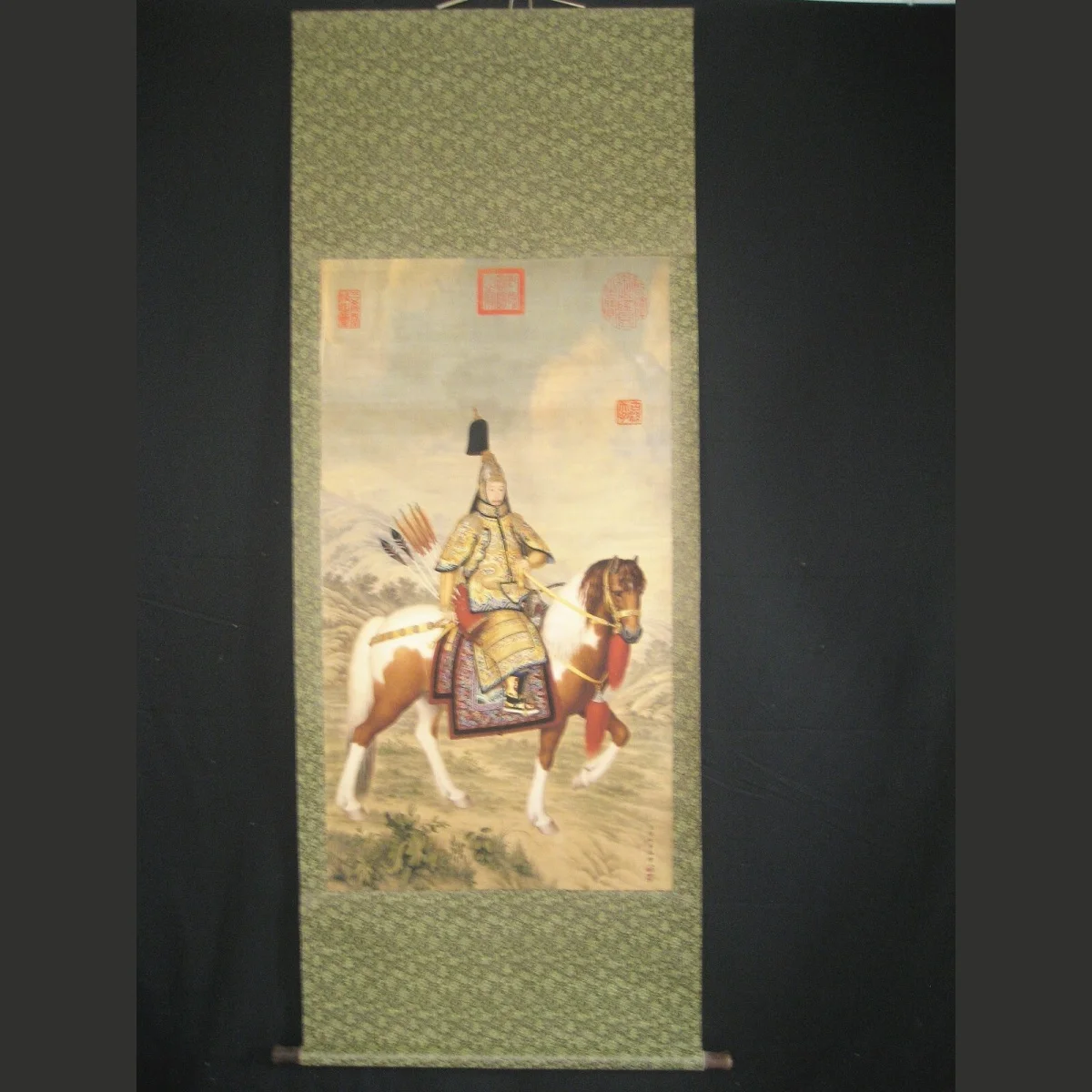Old Chinese antique painting scroll Qian Long Emperor By Lang Shining Art Collection Crafts Office Home Interior Decoration