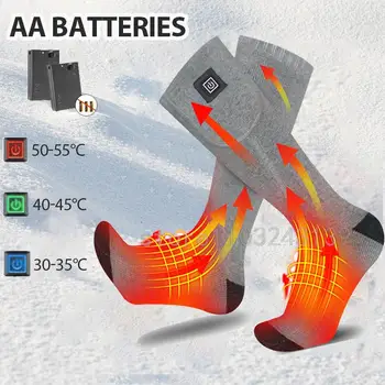 Calcetines calefactables de invierno con estuche para batería, calcetines térmicos para hombre y mujer, calentadores de pies, calcetines eléctricos, calcetines cálidos para ciclismo y esquí