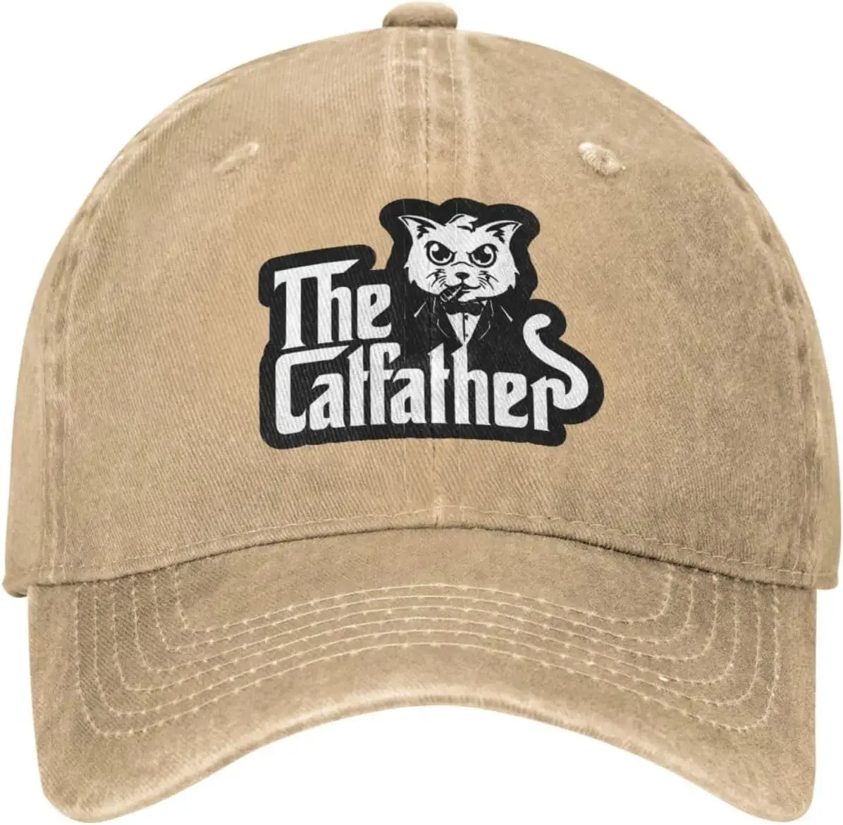 De Catfather Classic Baseball Cap Wash Retro Cowboy Trucker Hat Deep Heather
