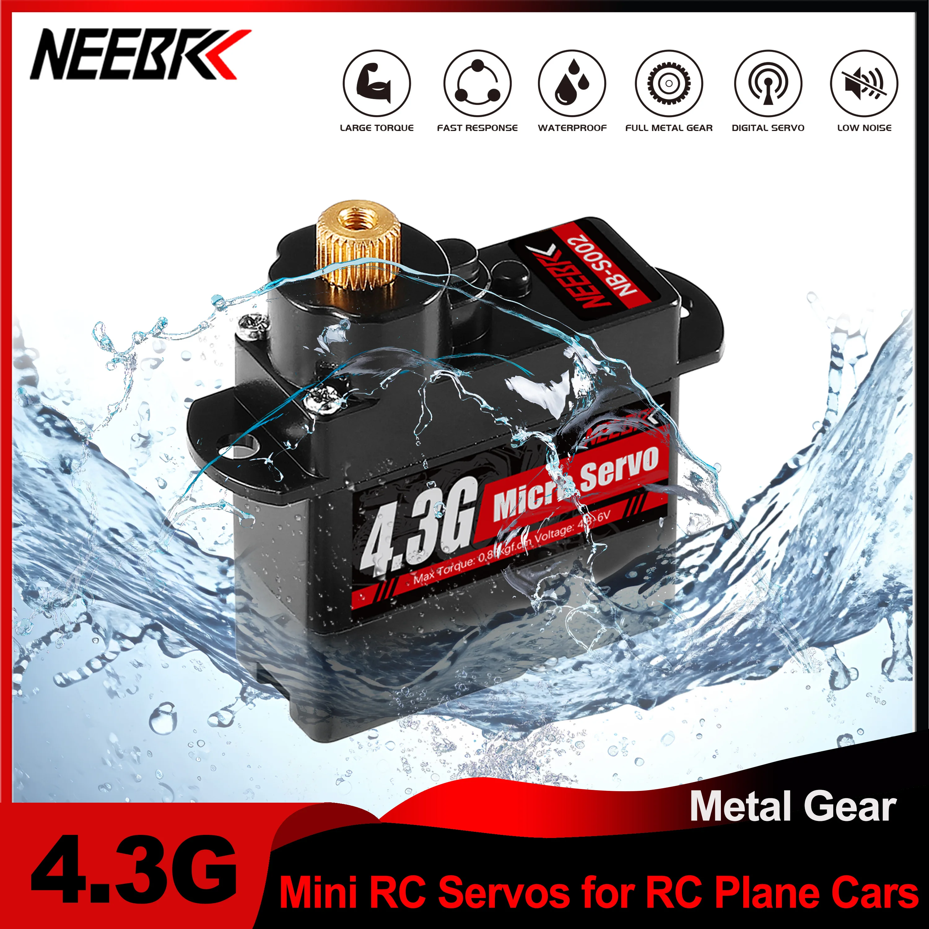 NEEBRC 4.3g Metal Gear Digital Micro Servo for RC Plane Dron 1/24 Scale Mini Car Helicopter Fixed-wing Wltoys K969 K989 XKS X450