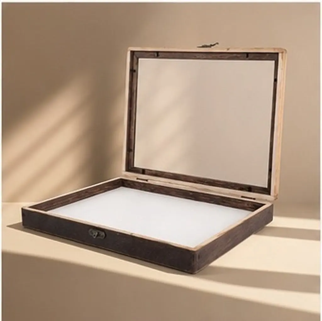 1Set Wooden Insect Specimen Display Box High Transparency Acrylic Glass Front for Collectors Butterflies Plant Specimens Vintage