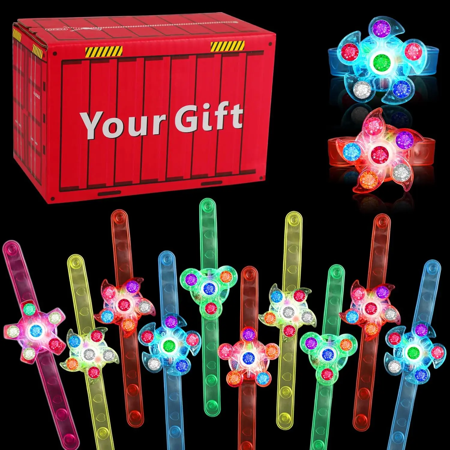 

14 Pack Glow LED Fidget Spinner Bracelets for Kids Party Favors, Birthday Gifts, Classroom Prizes