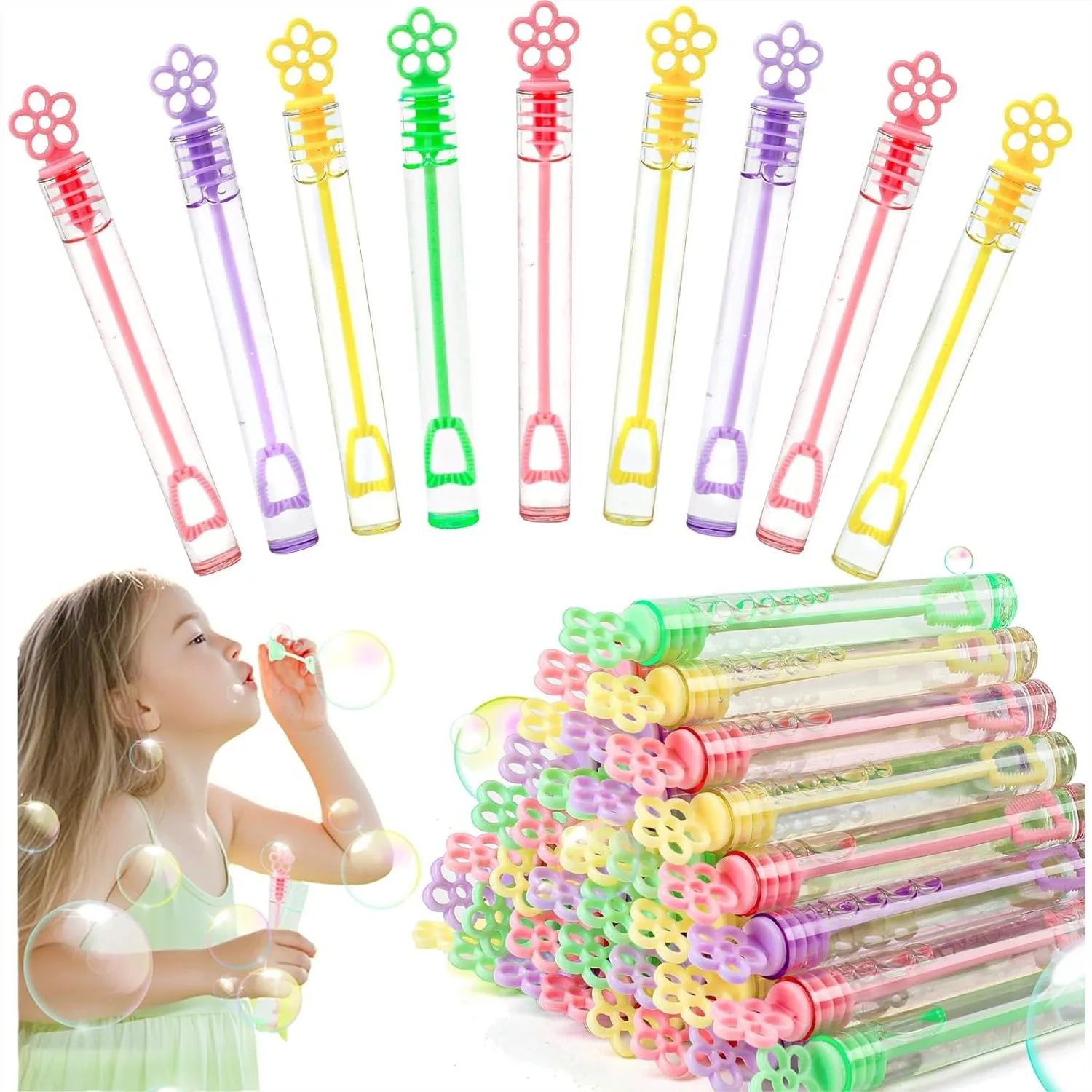

36PCS Mini Bubble Wands for Kids Bulk, Flower Party Favors Toys for Birthday Wedding Goodie Bag Stuffers, Indoor Outdoor