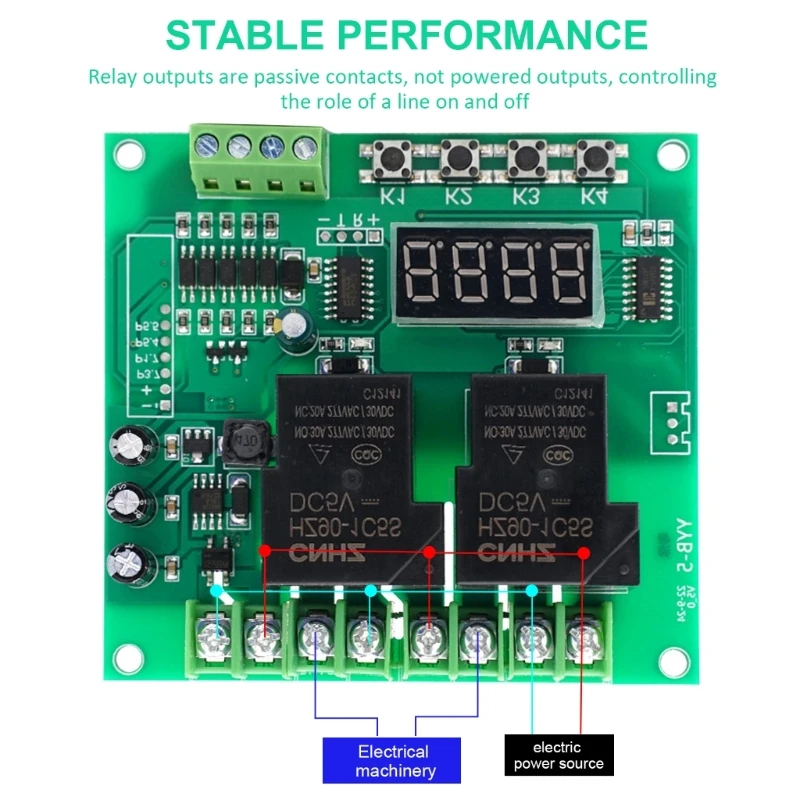 YYB-5 12V 24V Motor Forward/Reverse Control Board Two Relays Delay Timing Cycle Module Linear Actuators Control Board