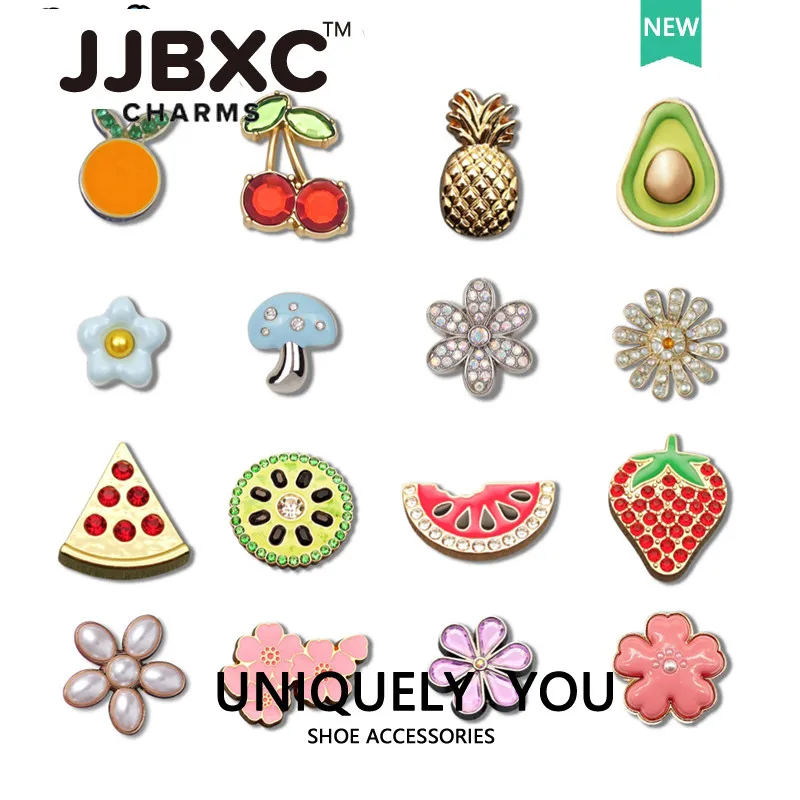 

Металлические подвески JJBXC, металлические аксессуары для обуви, сплав, фрукты, цветок, ананас, вишня, оранжевый, модные украшения для обуви своими руками
