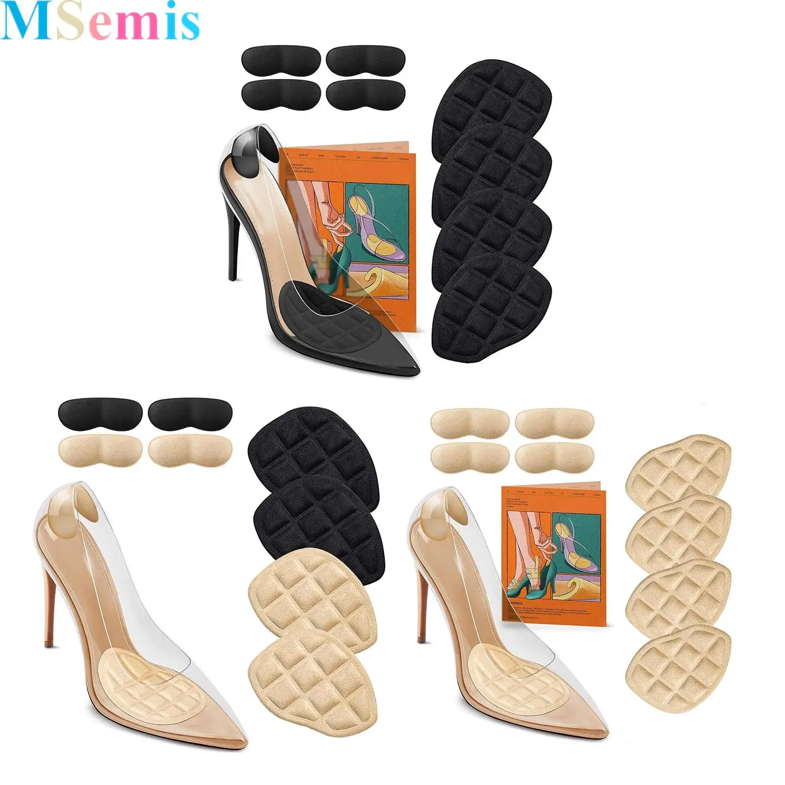 

8 Pieces High-Heel Shoes Heel Protector Pads And Forefoot Pads Set Comfortable Non-Slip And Anti-Abrasion Insoles for Daily Wear